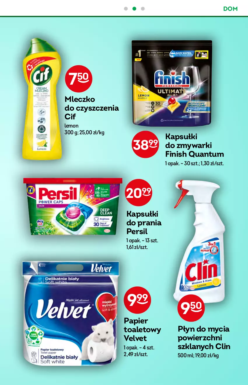 Gazetka promocyjna Żabka - ważna 22.06 do 28.06.2022 - strona 47 - produkty: Cif, Clin, Finish, Kapsułki do prania, Mleczko, Papier, Papier toaletowy, Persil, Płyn do mycia, Velvet, Zmywarki