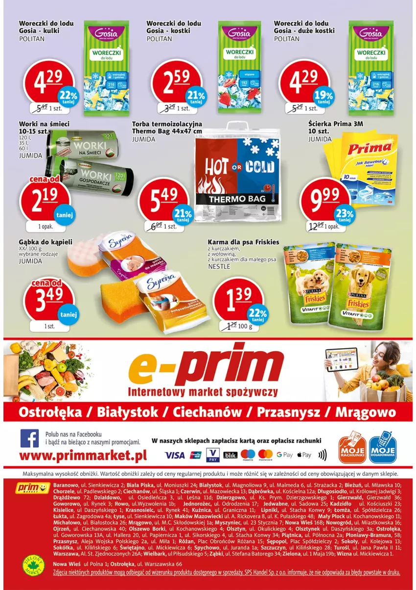 Gazetka promocyjna Prim Market - Gazetka - ważna 29.07 do 04.08.2021 - strona 16 - produkty: Fa, Friskies, Kurczak, LG, O Bag, Prima, Torba, Woreczki do lodu