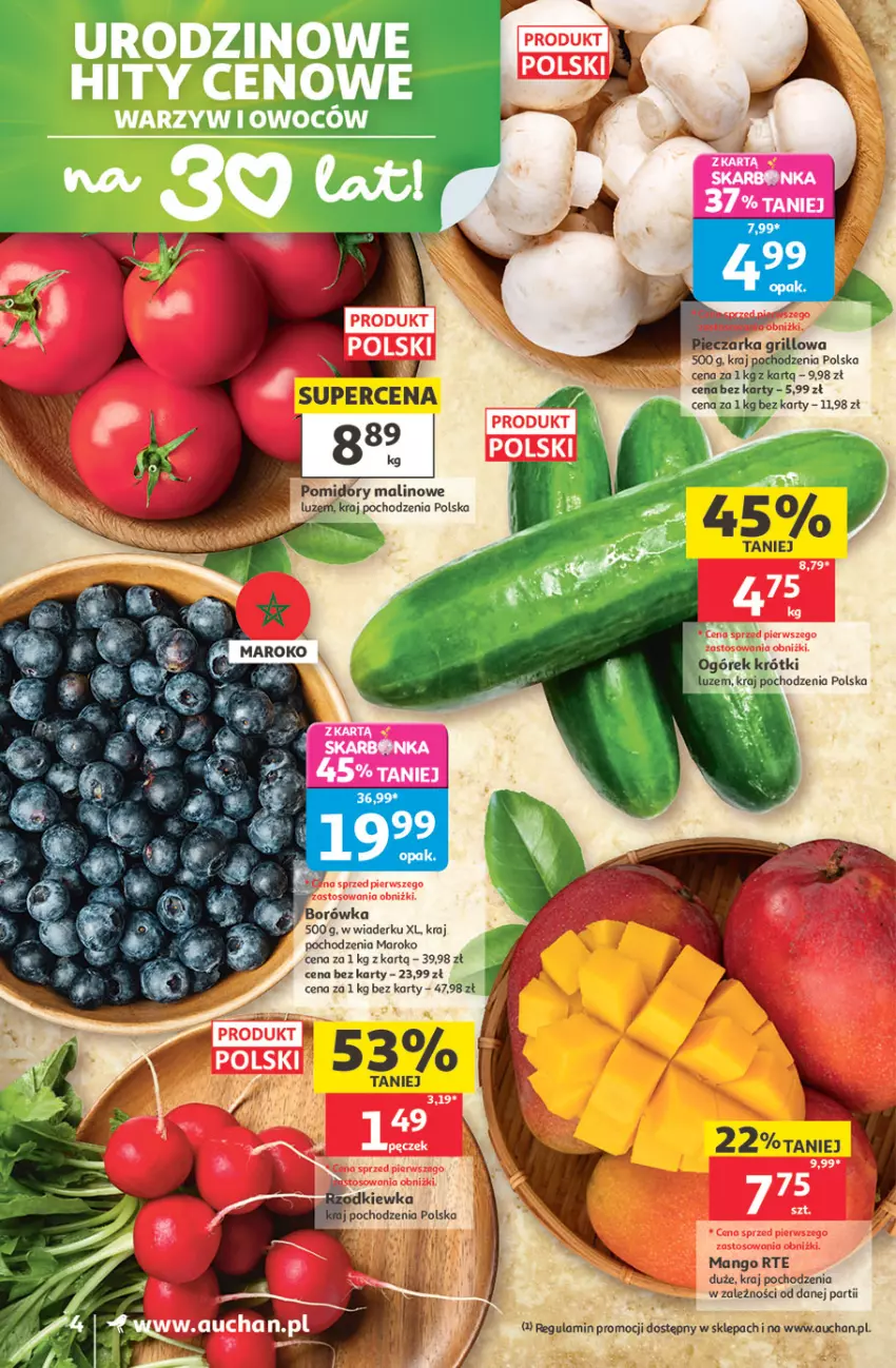 Gazetka promocyjna Auchan - Gazetka 30 Lat Supermarket Auchan - ważna 14.05 do 20.05.2026 - strona 4 - produkty: Borówka, LG, Ogórek