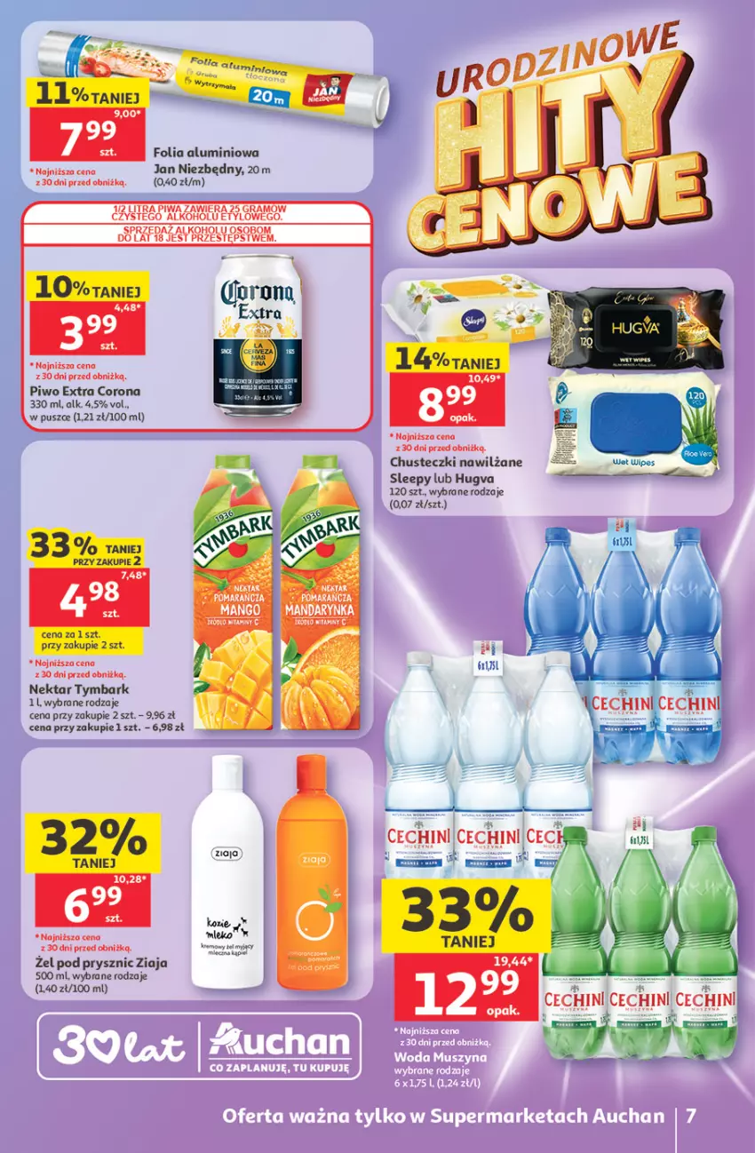 Gazetka promocyjna Auchan - Gazetka 30 Lat Supermarket Auchan - ważna 14.05 do 20.05.2026 - strona 7 - produkty: Chusteczki, Folia aluminiowa, Gra, Jan Niezbędny, Mango, Nektar, Piwa, Piwo, Tymbark, Ziaja