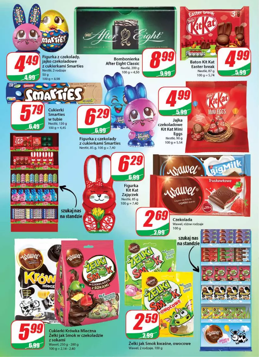 Gazetka promocyjna Dino - Gazetka - ważna 10.03 do 16.03.2021 - strona 4 - produkty: Baton, Cukier, Cukierki, Czekolada, Figurka z czekolady, Gra, Kit Kat, Sok, Wawel