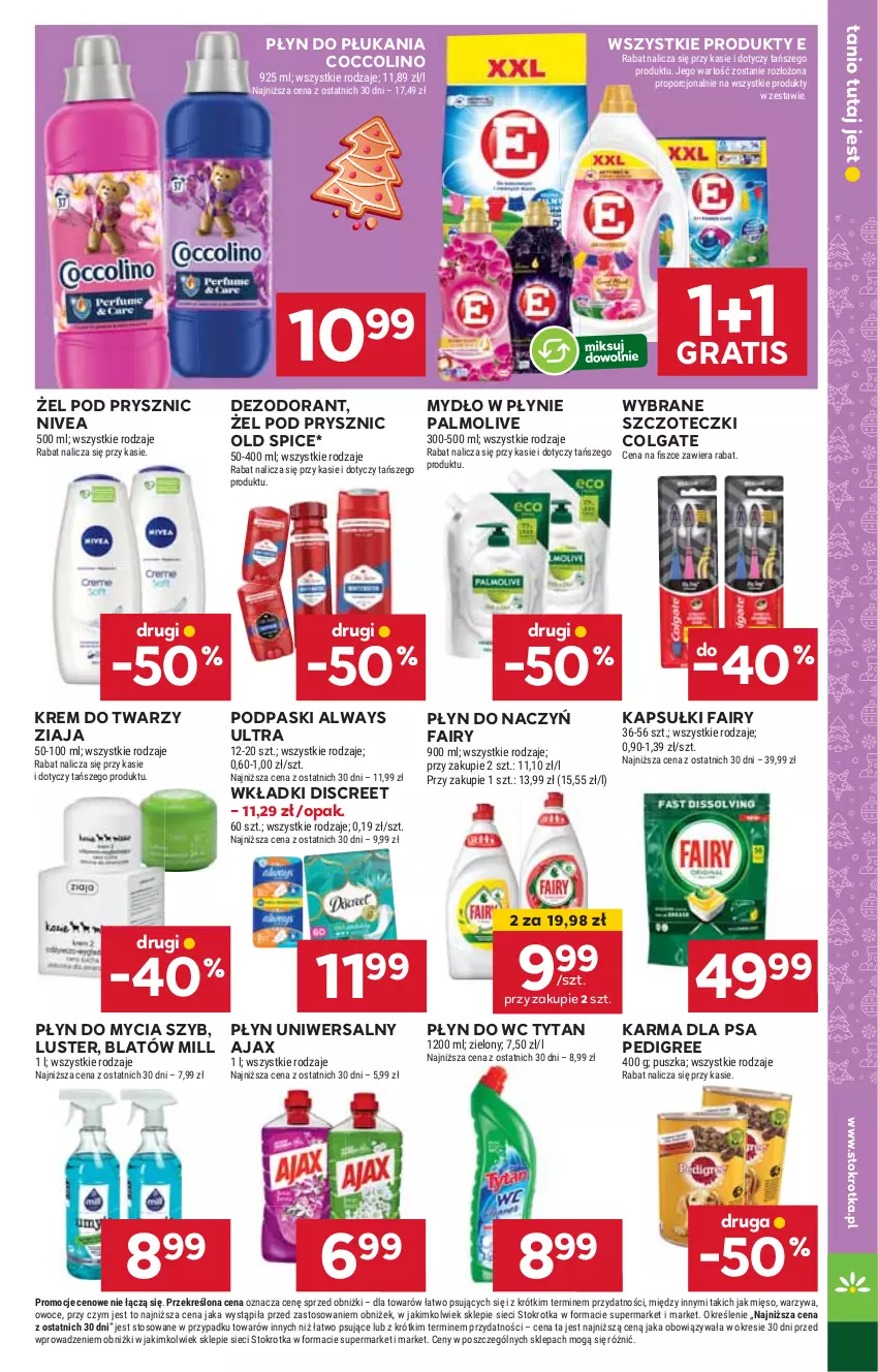 Gazetka promocyjna Stokrotka - Market - ważna 12.12 do 18.12.2024 - strona 23 - produkty: Ajax, Always, Always Ultra, Coccolino, Colgate, Dezodorant, Discreet, Fa, Fairy, Gra, HP, Krem do twarzy, LG, Mydło, Mydło w płynie, Nivea, Old Spice, Palmolive, Pedigree, Płyn do mycia, Płyn do płukania, Płyn do wc, Podpaski, Tytan, Wkładki, Ziaja