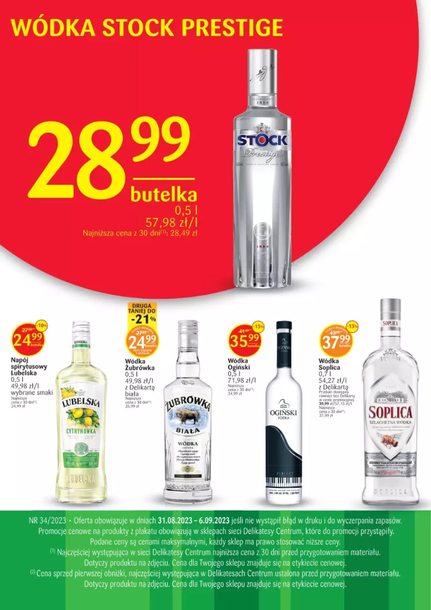 Gazetka promocyjna Delikatesy Centrum - Folder alkoholowy DC34 - ważna 31.08 do 06.09.2023 - strona 1 - produkty: Napój, Ogiński, Rum, Wódka