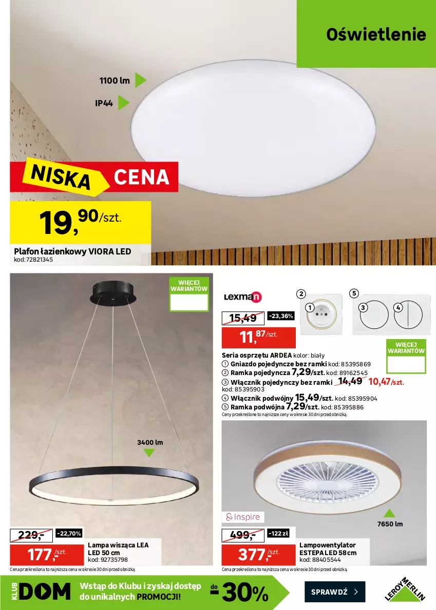 Gazetka promocyjna Leroy Merlin - Gazetka Leroy Merlin - ważna 15.07 do 11.08.2026 - strona 11 - produkty: Gniazdo pojedyncze, Gra, Grafika, Kamień gipsowy, Lampa, Lampa wisząca, Narożnik, Plafon, Płytka, Por, Ramka, Ser, Słupek, Włącznik podwójny, Włącznik pojedynczy