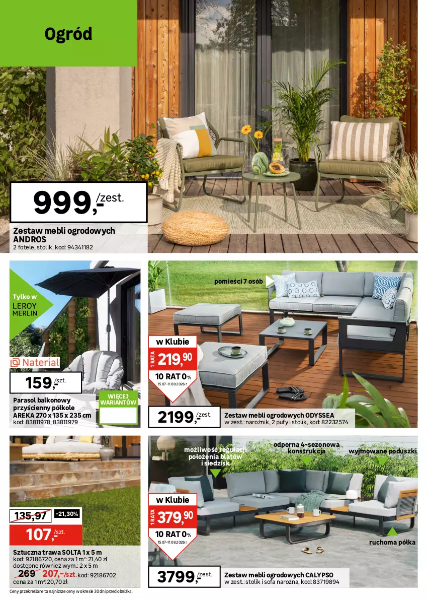 Gazetka promocyjna Leroy Merlin - Gazetka Leroy Merlin - ważna 15.07 do 11.08.2026 - strona 28 - produkty: Fa, Fotel, Narożnik, Ogród, Parasol, Półka, Por, Puf, Sofa, Sofa narożna, Stolik, Top