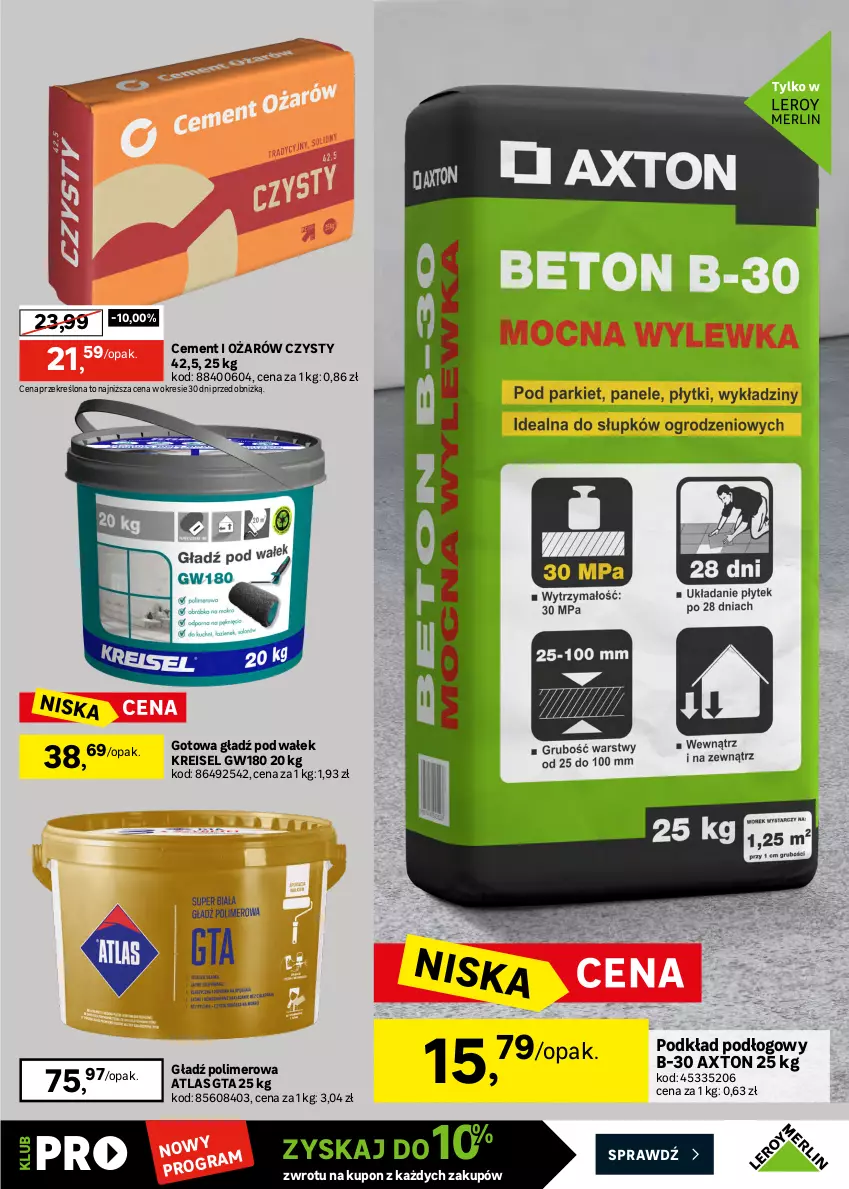 Gazetka promocyjna Leroy Merlin - Gazetka Leroy Merlin - ważna 15.07 do 11.08.2026 - strona 37 - produkty: Cement, Geoflex, Gładź polimerowa, Klej, Klej elastyczny, LANA, Mop, Optima, Podkład, Podkład podłogowy, Por, Sok, Wałek, Zaprawa klejowa