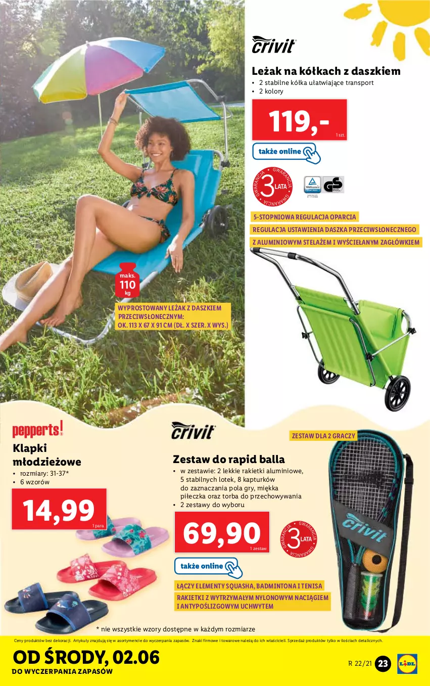 Gazetka promocyjna Lidl - GAZETKA - ważna 31.05 do 05.06.2021 - strona 23 - produkty: Gra, Gry, Klapki, Por, Sport, Top, Torba, Tran