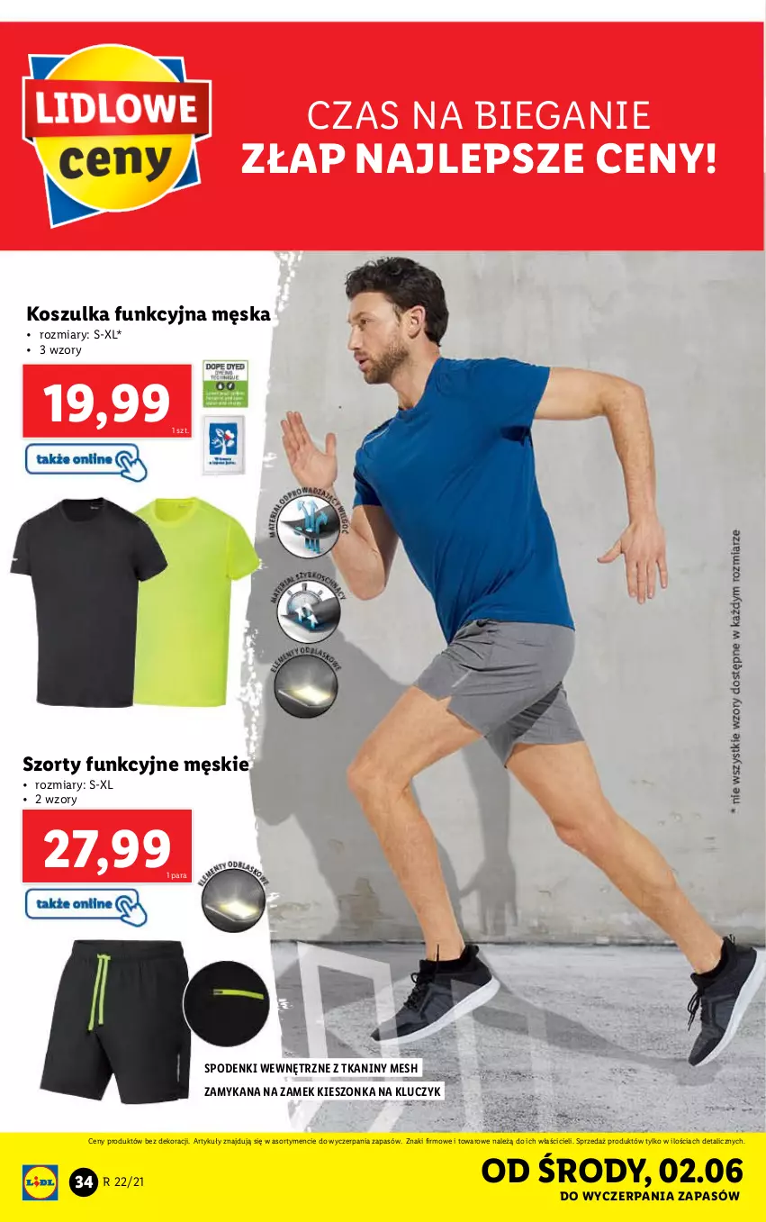 Gazetka promocyjna Lidl - GAZETKA - ważna 31.05 do 05.06.2021 - strona 34 - produkty: Bieganie, Kosz, Koszulka, Koszulka funkcyjna, Szorty