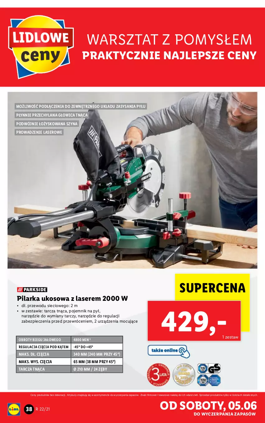 Gazetka promocyjna Lidl - GAZETKA - ważna 31.05 do 05.06.2021 - strona 38 - produkty: LANA, Piec, Pilarka ukosowa, Pojemnik, Ser, Szyna, Tarcza tnąca