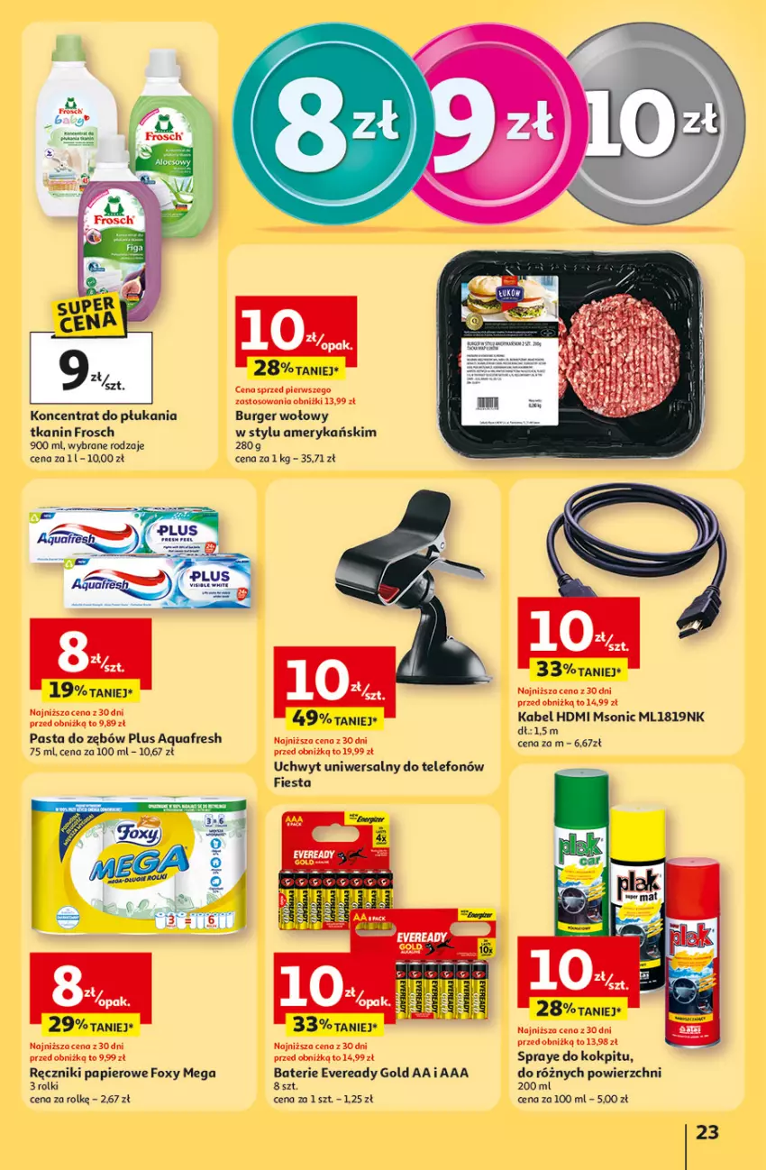 Gazetka promocyjna Auchan - Gazetka 30 Lat Hipermarket Auchan - ważna 23.04 do 28.04.2026 - strona 23 - produkty: Aquafresh, Burger, Foxy, Frosch, Papier, Pasta do zębów, Ręcznik, Ręczniki papierowe, Rolki, Telefon