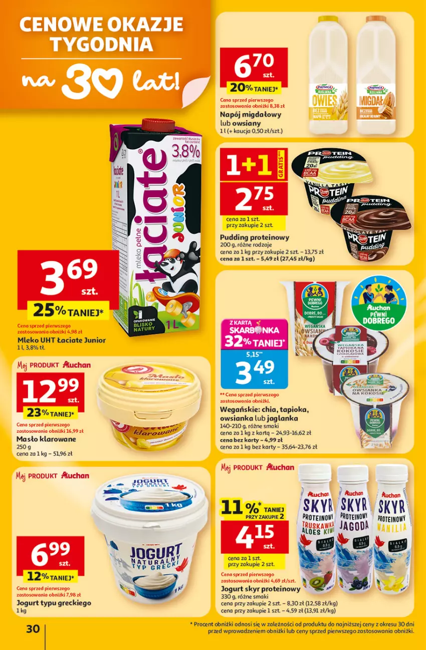 Gazetka promocyjna Auchan - Gazetka 30 Lat Hipermarket Auchan - ważna 23.04 do 28.04.2026 - strona 30 - produkty: Chia, Gra, Jaglanka, Jogurt, Kokos, Masło, Masło klarowane, Mleko, Napój, Owsianka, Pudding, Ser