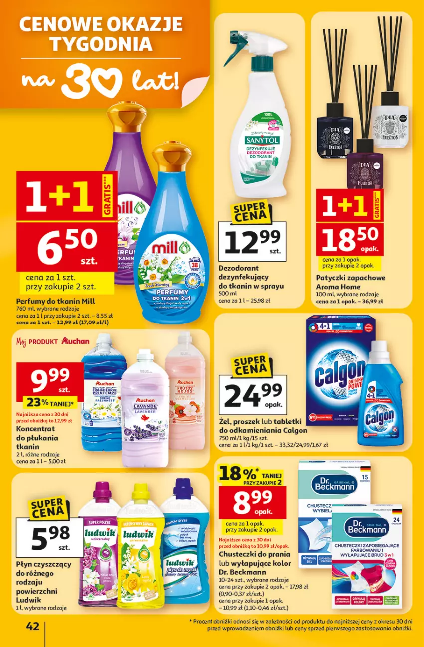 Gazetka promocyjna Auchan - Gazetka 30 Lat Hipermarket Auchan - ważna 23.04 do 28.04.2026 - strona 42 - produkty: Calgon, Chusteczki, Chusteczki do prania, Dezodorant, Fa, LG, Ludwik, Perfum, Tablet