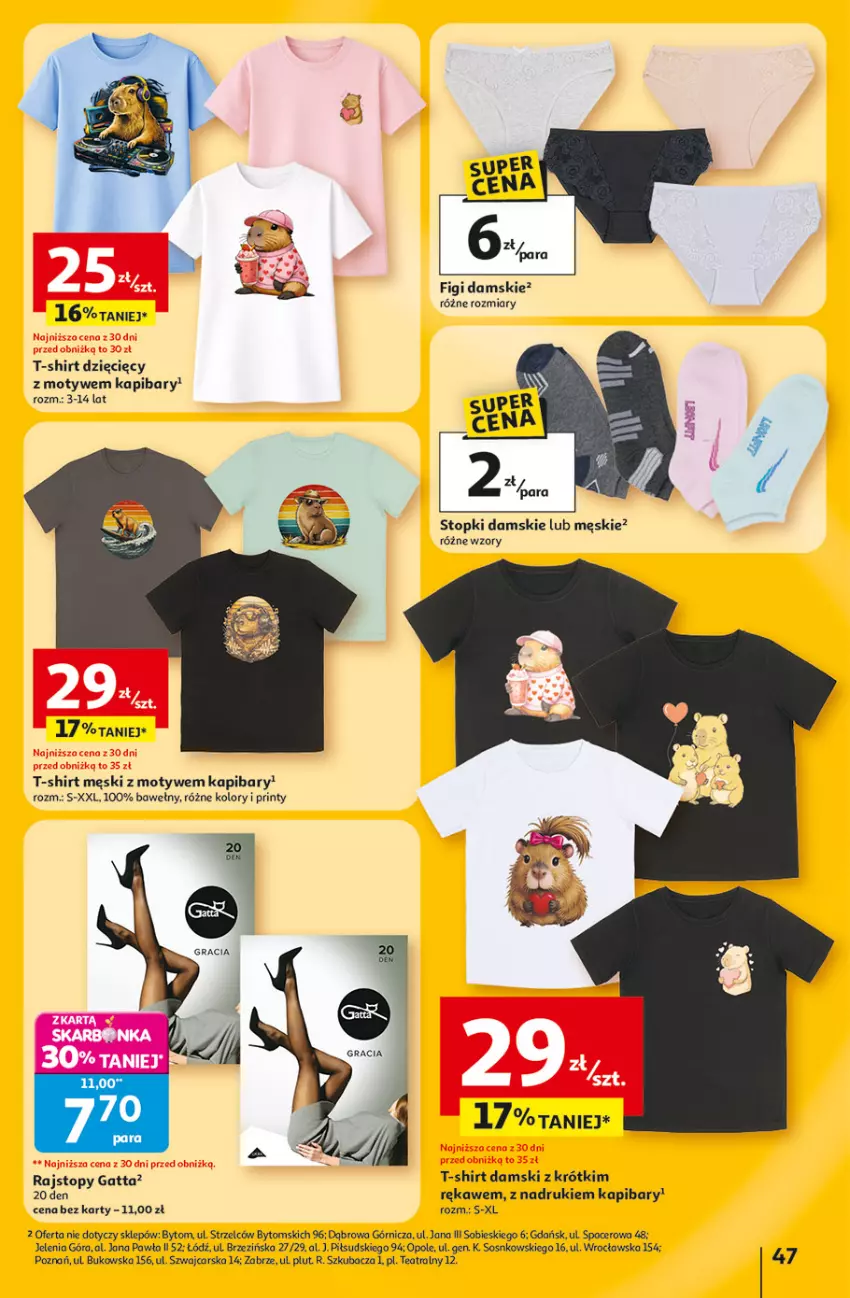 Gazetka promocyjna Auchan - Gazetka 30 Lat Hipermarket Auchan - ważna 23.04 do 28.04.2026 - strona 47 - produkty: Cars, Figi, Gatta, Gra, Rajstopy, Sos, T-shirt, Top