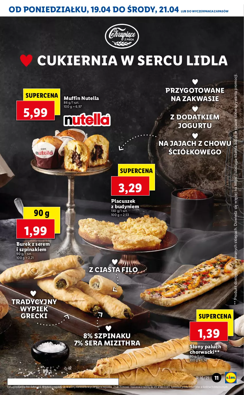 Gazetka promocyjna Lidl - GAZETKA - ważna 19.04 do 21.04.2021 - strona 11 - produkty: Cukier, Jaja, Jogurt, Nutella, Ser, Szpinak