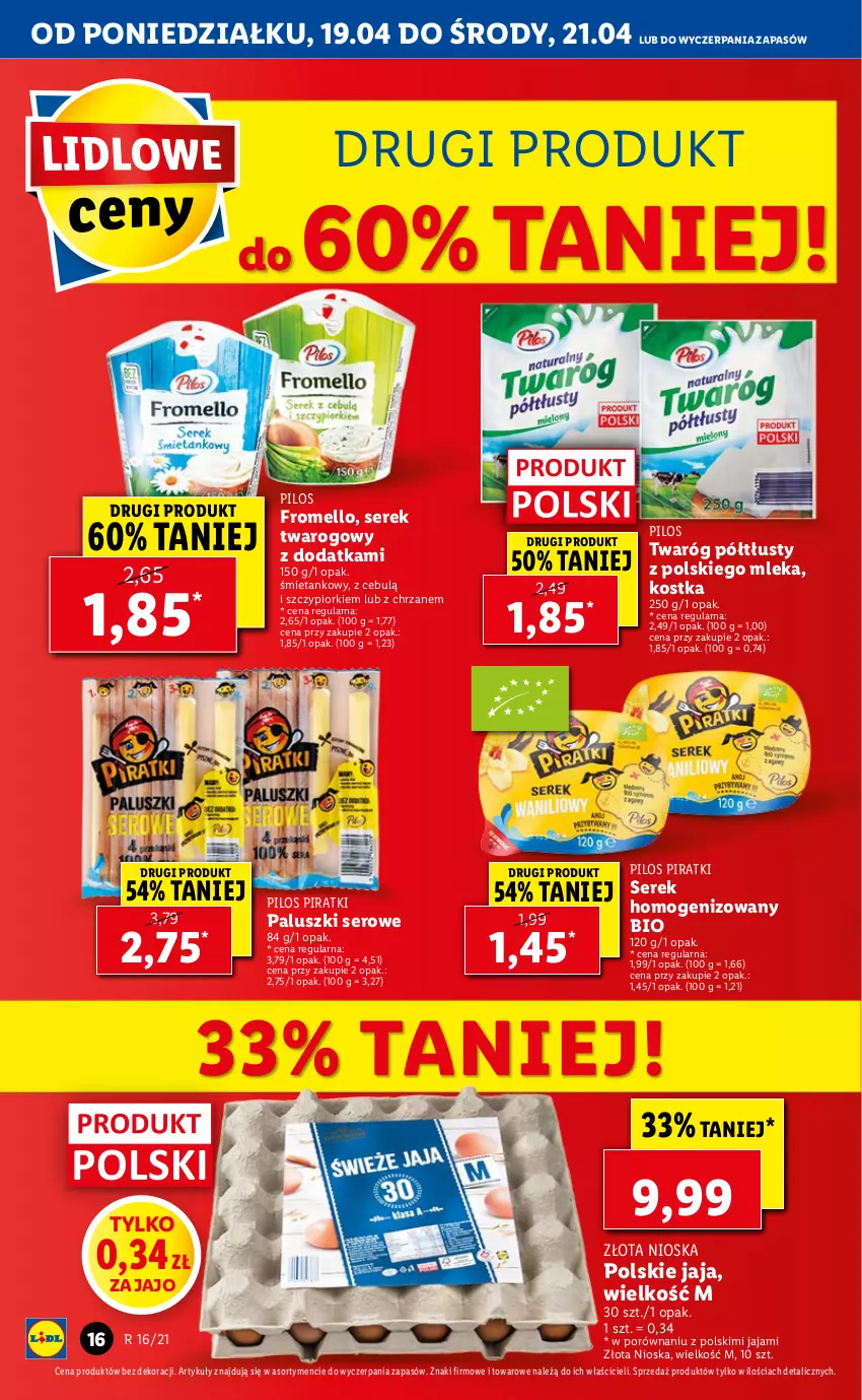 Gazetka promocyjna Lidl - GAZETKA - ważna 19.04 do 21.04.2021 - strona 16 - produkty: Chrzan, Jaja, Pilos, Por, Ser, Serek, Serek homogenizowany, Serek twarogowy, Twaróg, Twaróg półtłusty