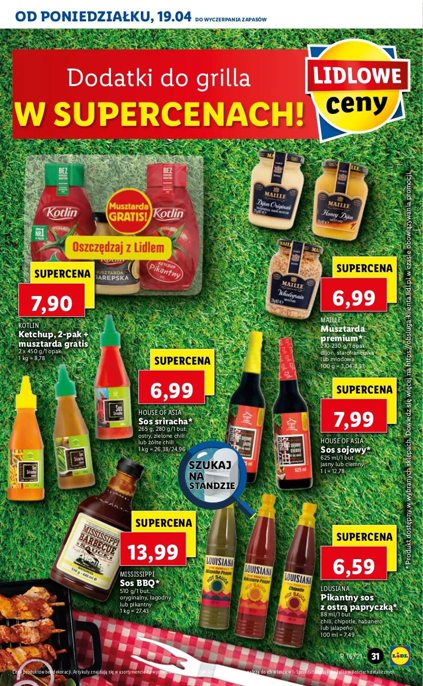 Gazetka promocyjna Lidl - GAZETKA - ważna 19.04 do 21.04.2021 - strona 31 - produkty: Gin, Gra, Grill, House of Asia, Ketchup, Kotlin, Mus, Musztarda, Sos, Sos sojowy