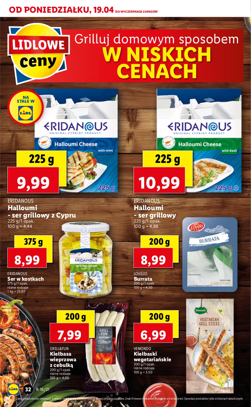 Gazetka promocyjna Lidl - GAZETKA - ważna 19.04 do 21.04.2021 - strona 32 - produkty: Burrata, Grill, Kiełbasa, Lovi, Ser