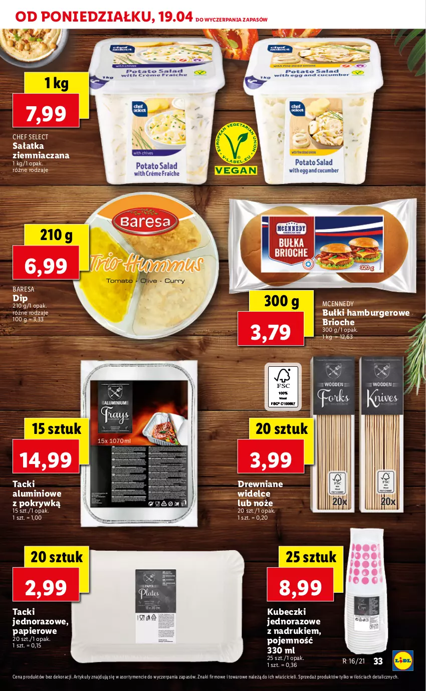 Gazetka promocyjna Lidl - GAZETKA - ważna 19.04 do 21.04.2021 - strona 33 - produkty: Burger, Hamburger, Noż, Papier, Sałat, Sałatka