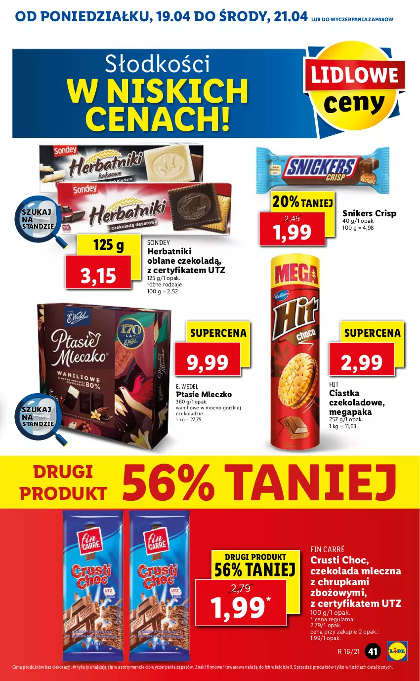 Gazetka promocyjna Lidl - GAZETKA - ważna 19.04 do 21.04.2021 - strona 41 - produkty: Ciastka, Czekolada, Czekolada mleczna, E. Wedel, Herbatniki, Mleczko, Nike, Ptasie mleczko, Rust