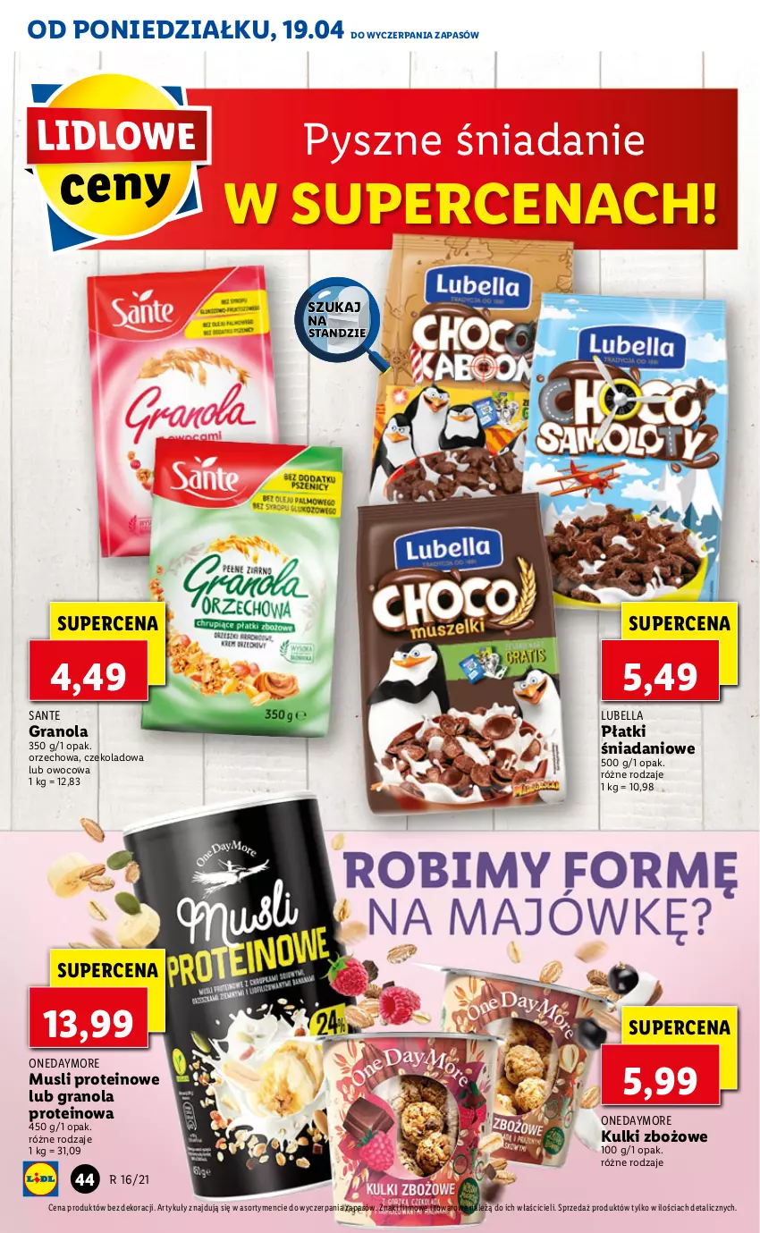 Gazetka promocyjna Lidl - GAZETKA - ważna 19.04 do 21.04.2021 - strona 44 - produkty: Bell, Bella, Danio, Gra, Granola, Lubella, Mus, Sante