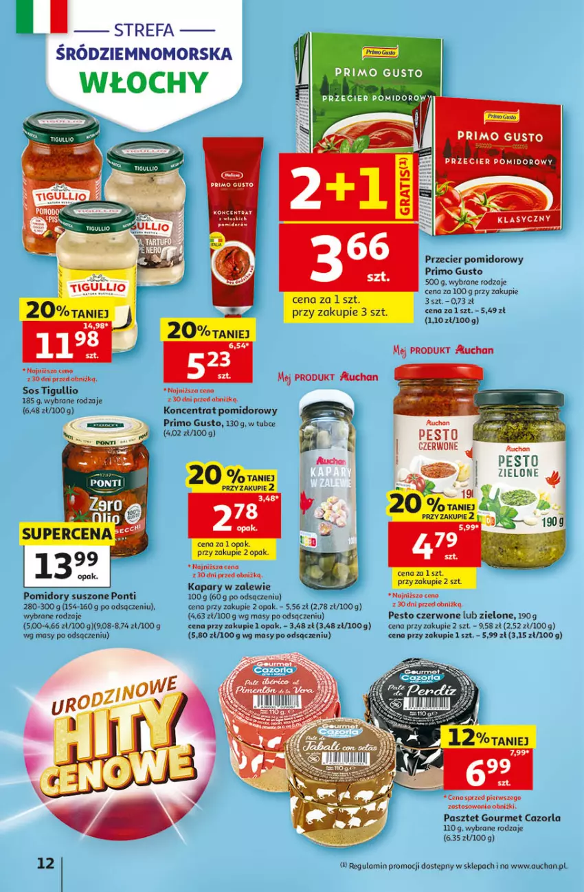 Gazetka promocyjna Auchan - Gazetka 30 Lat Hipermarket Auchan - ważna 14.05 do 20.05.2026 - strona 12 - produkty: Fa, Kapary, Koncentrat pomidorowy, Pasztet, Pesto, Pomidory, Ponti, Sos