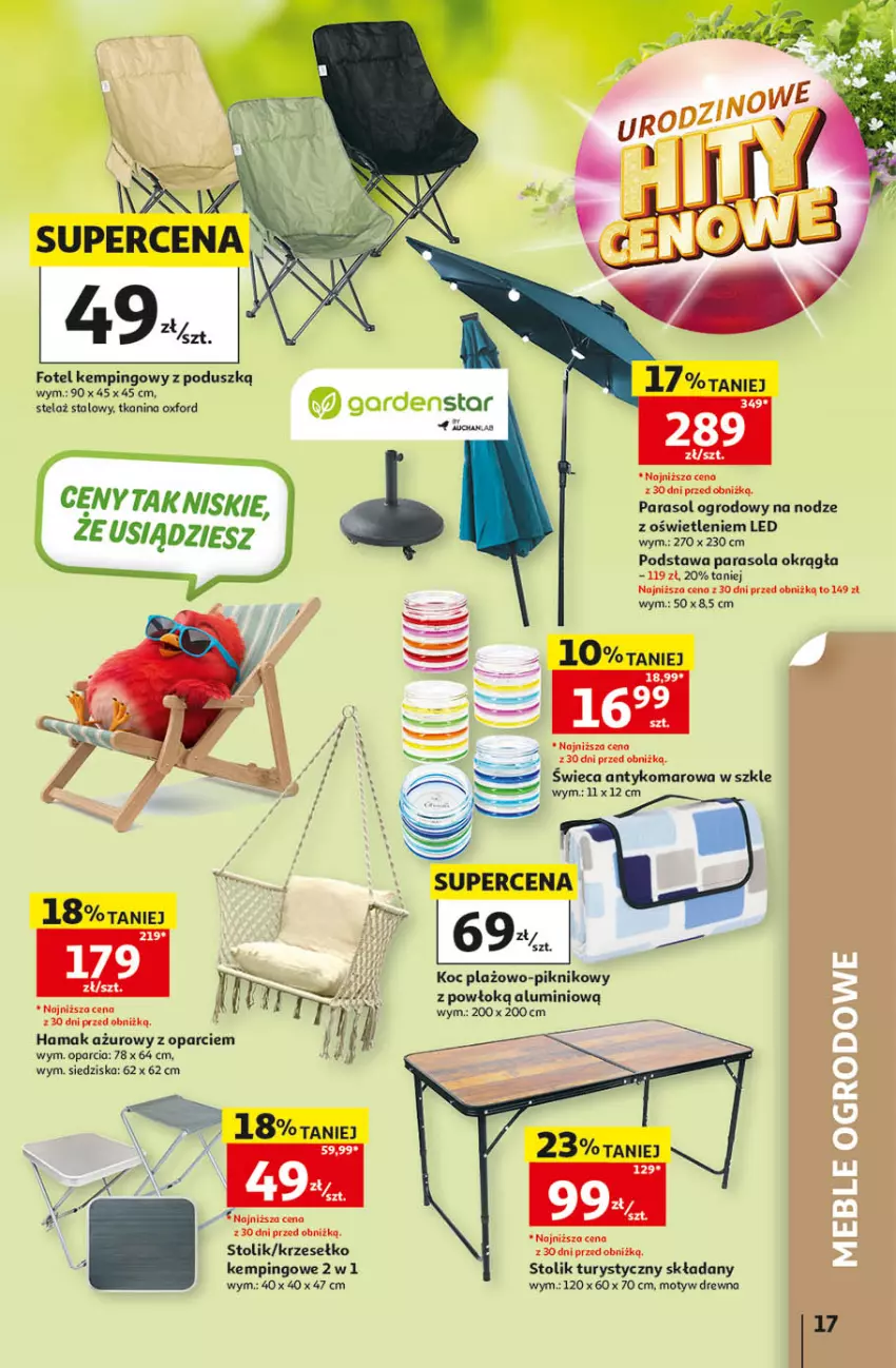 Gazetka promocyjna Auchan - Gazetka 30 Lat Hipermarket Auchan - ważna 14.05 do 20.05.2026 - strona 17 - produkty: Fotel, Fotel kempingowy, Hama, Koc, Parasol, Stolik