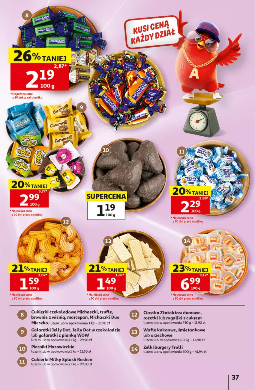 Gazetka promocyjna Auchan - Gazetka 30 Lat Hipermarket Auchan - ważna 14.05 do 20.05.2026 - strona 37 - produkty: Brownie, Burger, Ciastka, Cukier, Cukierki, Cukierki czekoladowe, Gala, Galaretki, Kakao, Piernik, Rogal, Wafle