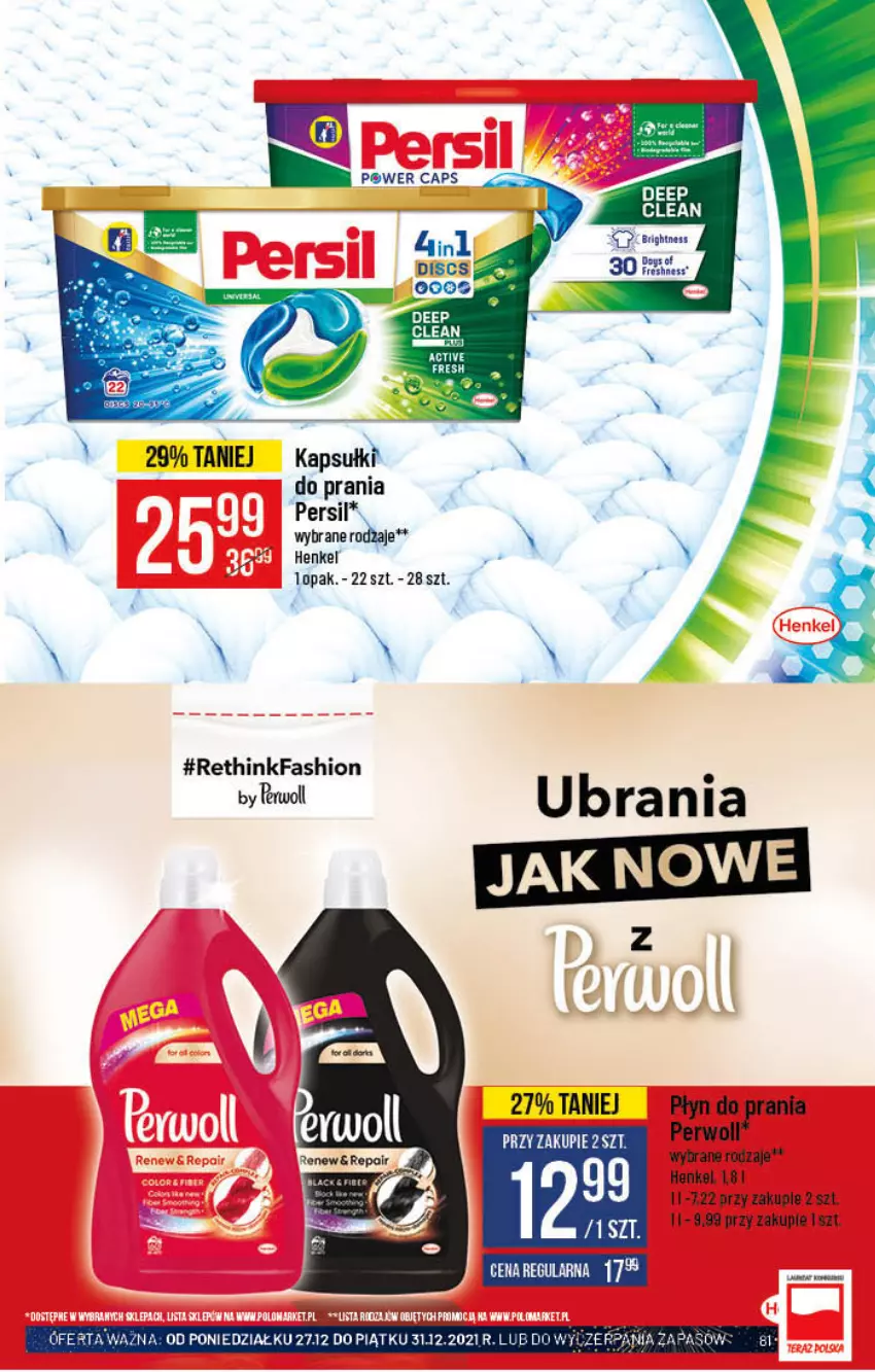 Gazetka promocyjna PoloMarket - Gazetka pomocyjna - ważna 22.12 do 31.12.2021 - strona 81 - produkty: Fa, Persil, Perwoll, Ubrania