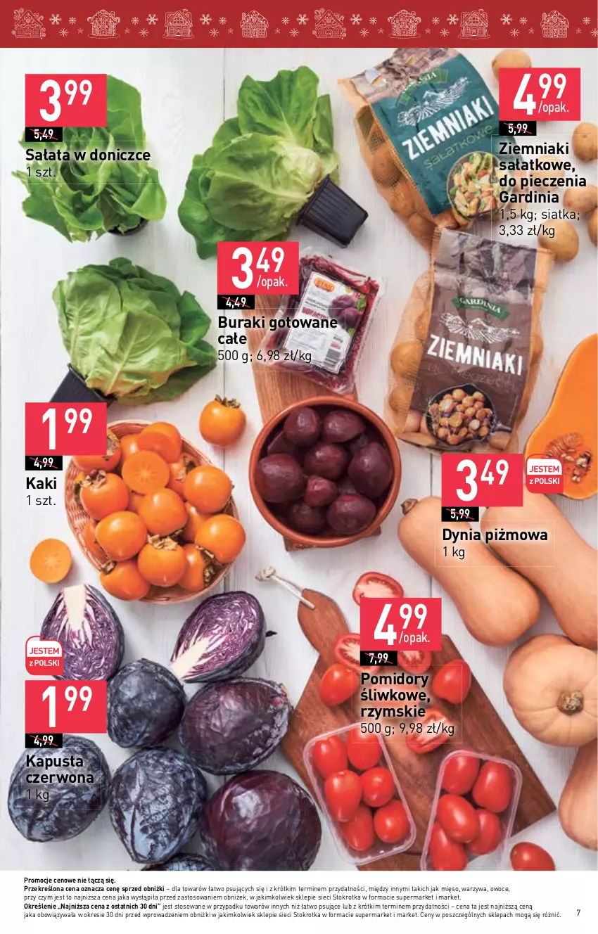 Gazetka promocyjna Stokrotka - Supermarket - ważna 23.11 do 29.11.2023 - strona 7 - produkty: Buraki, Kaki, Mięso, Owoce, Piec, Pomidory, Sałat, Siatka, Warzywa, Ziemniaki