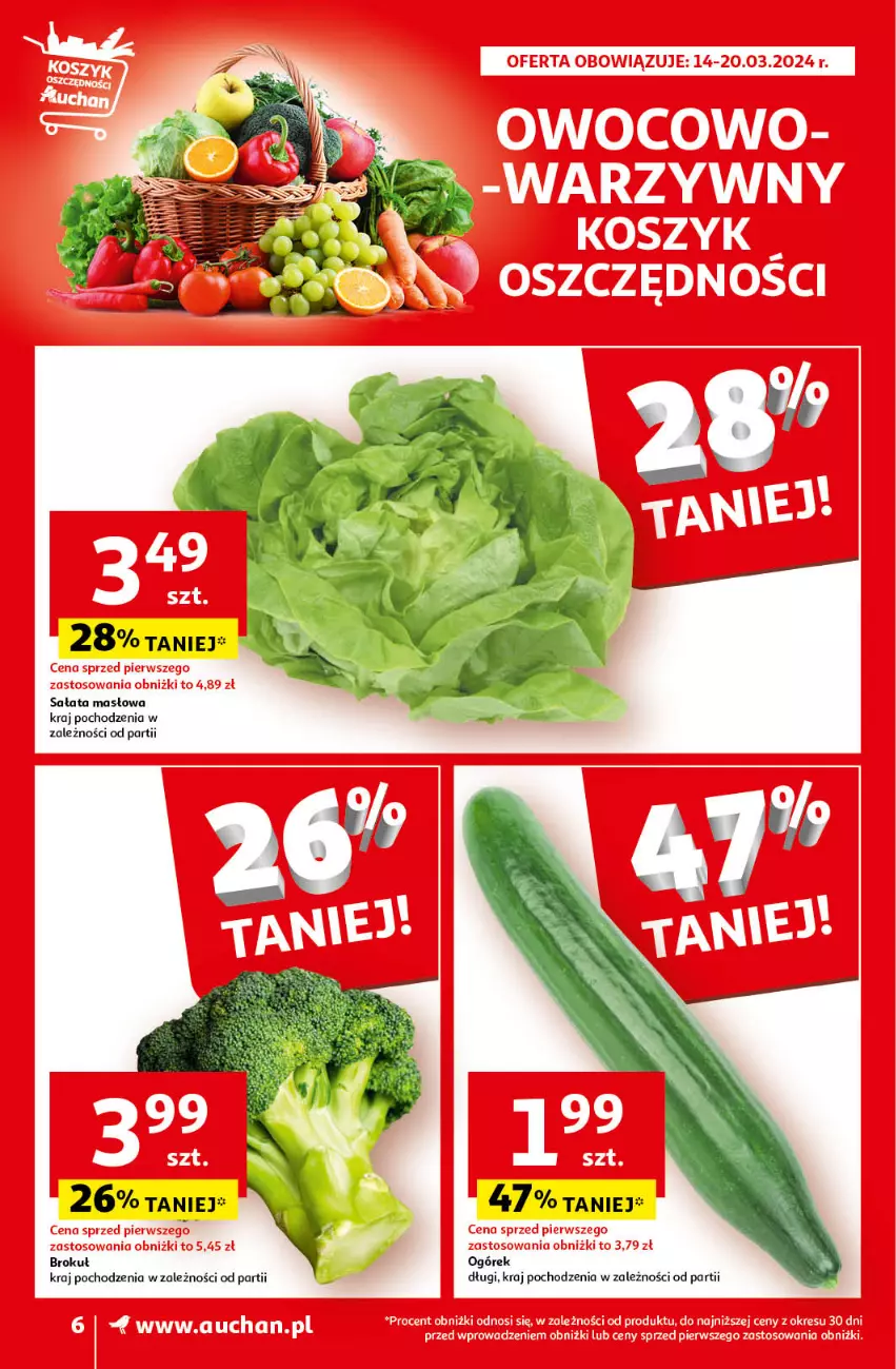 Gazetka promocyjna Auchan - Wielkanoc z najlepszej cenie! Część 1. Supermarket Auchan - ważna 14.03 do 20.03.2024 - strona 6 - produkty: Masło, Ogórek, Sałat, Sałata masłowa