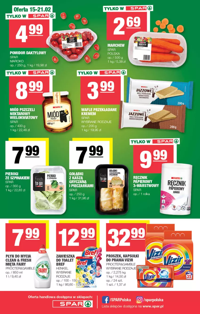 Gazetka promocyjna Spar - Spar - ważna 12.02 do 22.02.2023 - strona 8 - produkty: Bref, Fa, Fairy, Gry, Mięta, Nektar, Papier, Piec, Pieczarka, Pierogi, Płyn do mycia, Ręcznik, Tera, Vizir, Wafle