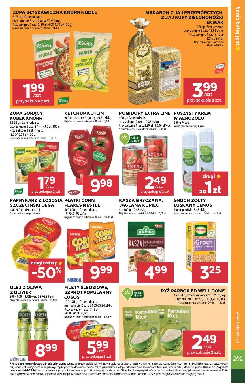 Gazetka promocyjna Stokrotka - Supermarket - ważna 12.02 do 18.02.2026 - strona 25 - produkty: Cenos, Dega, Groch, Gry, Kasza, Kasza gryczana, Ketchup, Knorr, Kotlin, Kubek, Kupiec, LANA, Makaron, Mięso, Nestlé, Olej, Optima, Owoce, Papryka, Paprykarz, Piec, Pomidory, Ryż, Ryż parboiled, Sos, Szprot, Warzywa, Zupa