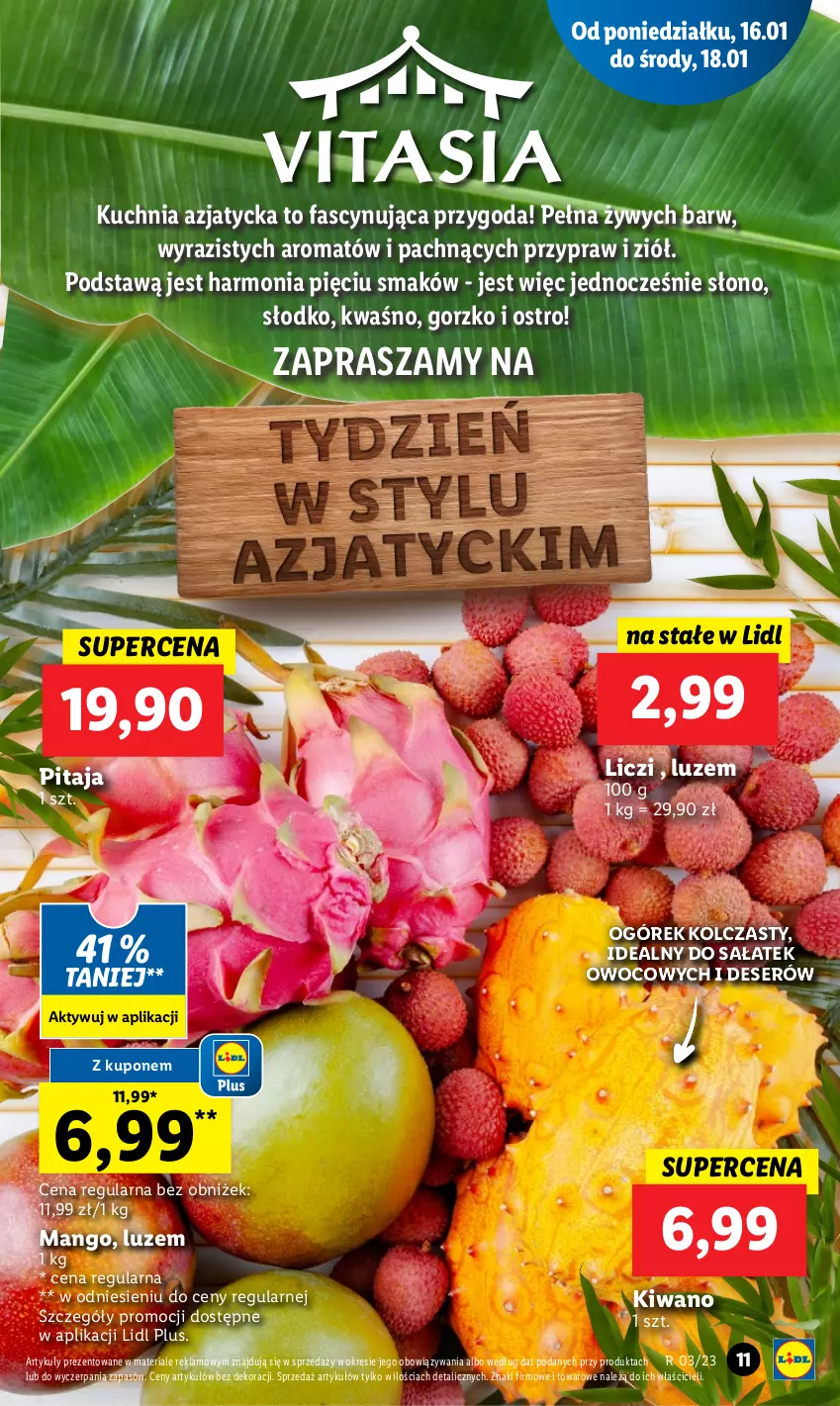 Gazetka promocyjna Lidl - GAZETKA - ważna 16.01 do 18.01.2023 - strona 17 - produkty: Deser, Fa, Kuchnia, Liczi, Mango, Ogórek, Sałat, Ser