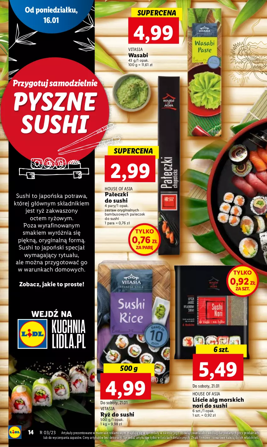 Gazetka promocyjna Lidl - GAZETKA - ważna 16.01 do 18.01.2023 - strona 20 - produkty: Gin, House of Asia, LG, Ryż, Ryż do sushi, Sushi, Wasa