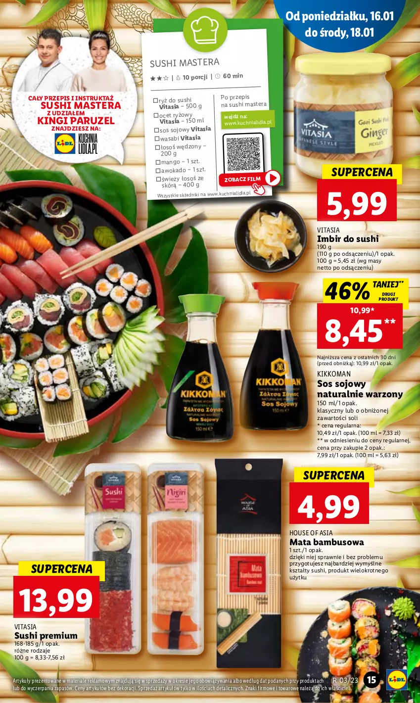 Gazetka promocyjna Lidl - GAZETKA - ważna 16.01 do 18.01.2023 - strona 21 - produkty: House of Asia, Imbir, Kuchnia, Mango, Mata bambusowa, Ocet, Ocet ryżowy, Por, Ryż, Ryż do sushi, Sos, Sos sojowy, Sushi, Tera, Wasa