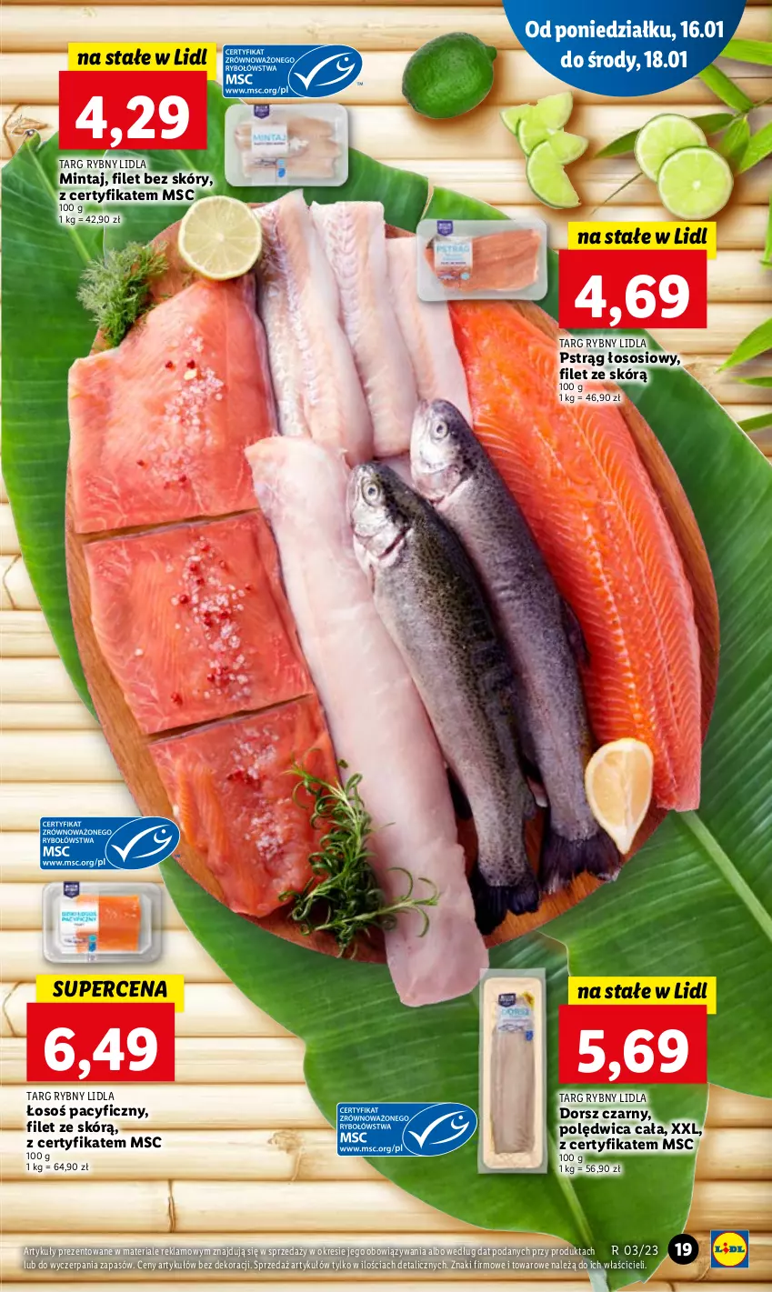 Gazetka promocyjna Lidl - GAZETKA - ważna 16.01 do 18.01.2023 - strona 25 - produkty: Dorsz, Mintaj, Polędwica, Pstrąg, Pstrąg łososiowy, Sos