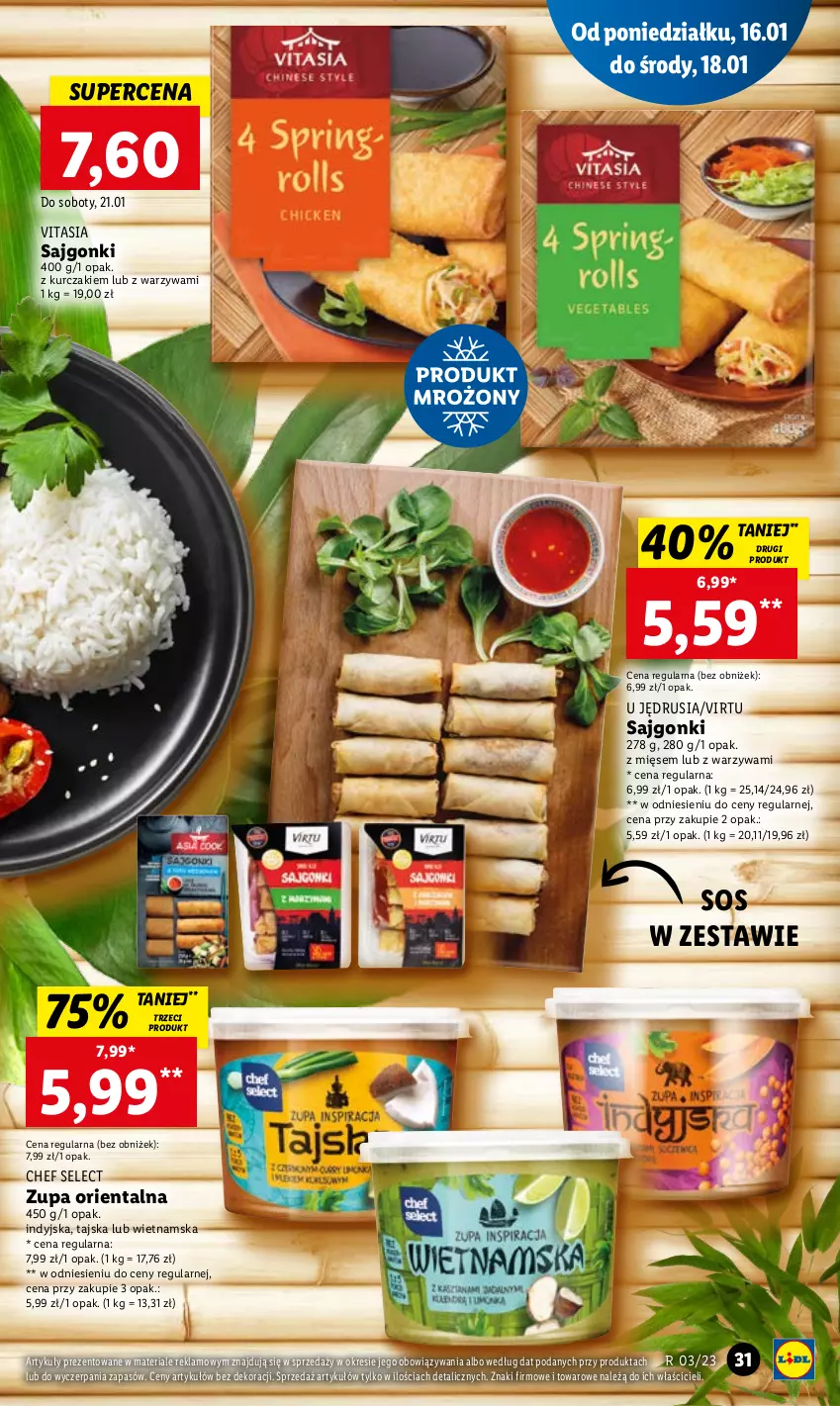 Gazetka promocyjna Lidl - GAZETKA - ważna 16.01 do 18.01.2023 - strona 37 - produkty: Kurczak, Sajgonki, Sos, Virtu, Warzywa, Zupa