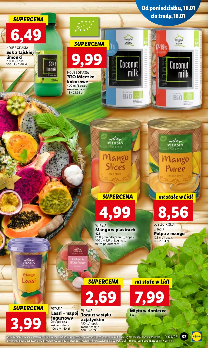 Gazetka promocyjna Lidl - GAZETKA - ważna 16.01 do 18.01.2023 - strona 43 - produkty: House of Asia, Jogurt, Kokos, Mango, Mięta, Mleczko, Napój, Sok