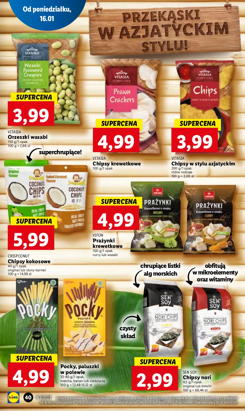 Gazetka promocyjna Lidl - GAZETKA - ważna 16.01 do 18.01.2023 - strona 46 - produkty: Chipsy, Czekolada, Gin, Kokos, LG, Orzeszki, Wasa