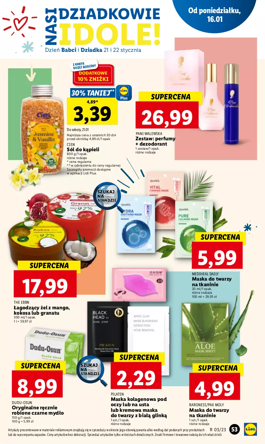 Gazetka promocyjna Lidl - GAZETKA - ważna 16.01 do 18.01.2023 - strona 59 - produkty: Dezodorant, Gin, Gra, Granat, Kokos, Kolagen, Mango, Maska, Maska do twarzy, Mydło, Pax, Perfum, Sól, Sól do kąpieli