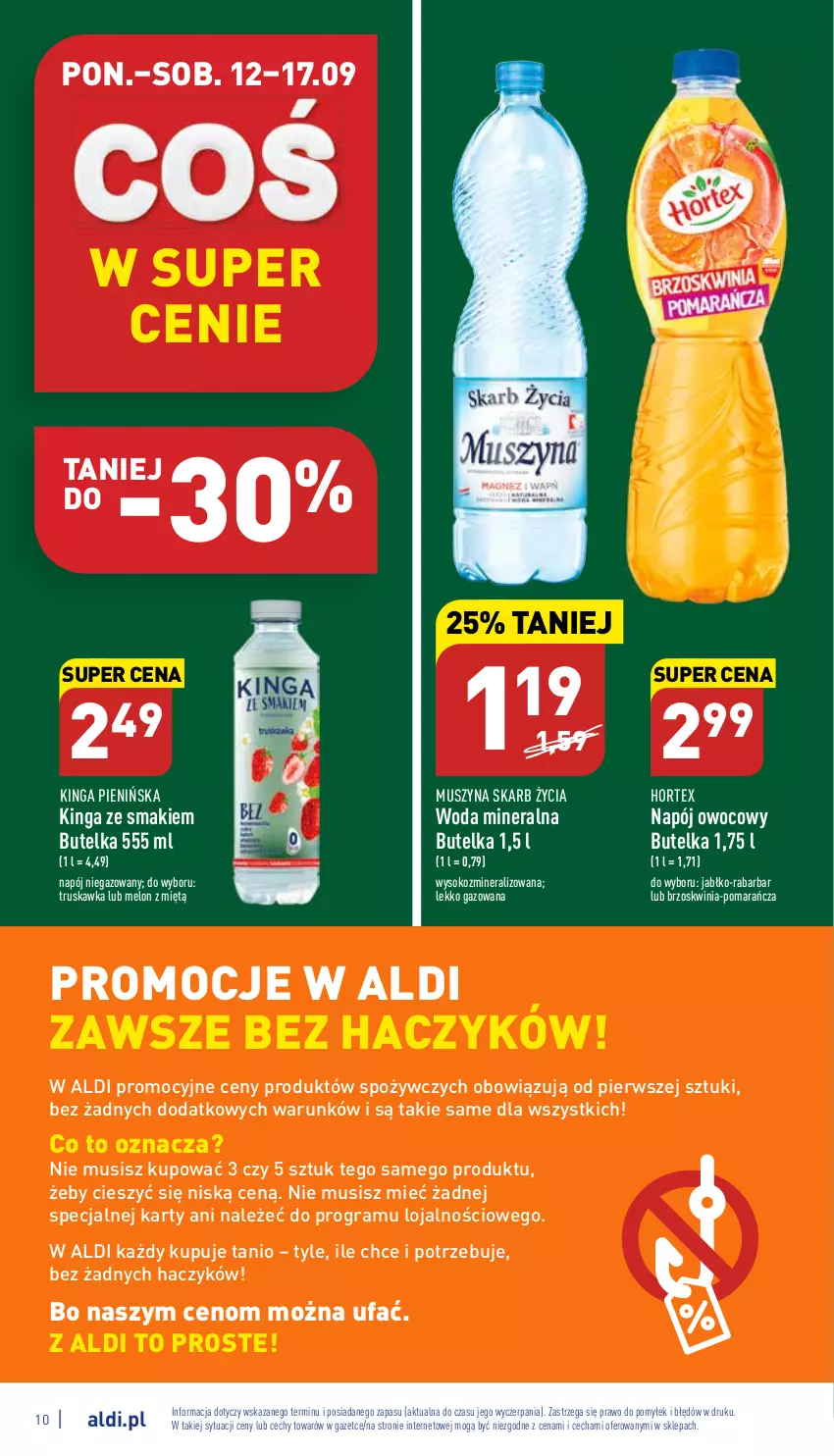 Gazetka promocyjna Aldi - Katalog spożywczy - ważna 12.09 do 17.09.2022 - strona 10 - produkty: Fa, Gra, Haczyk, Hortex, Melon, Mus, Napój, Napój niegazowany, O nas, Sok, Szyna, Woda, Woda mineralna