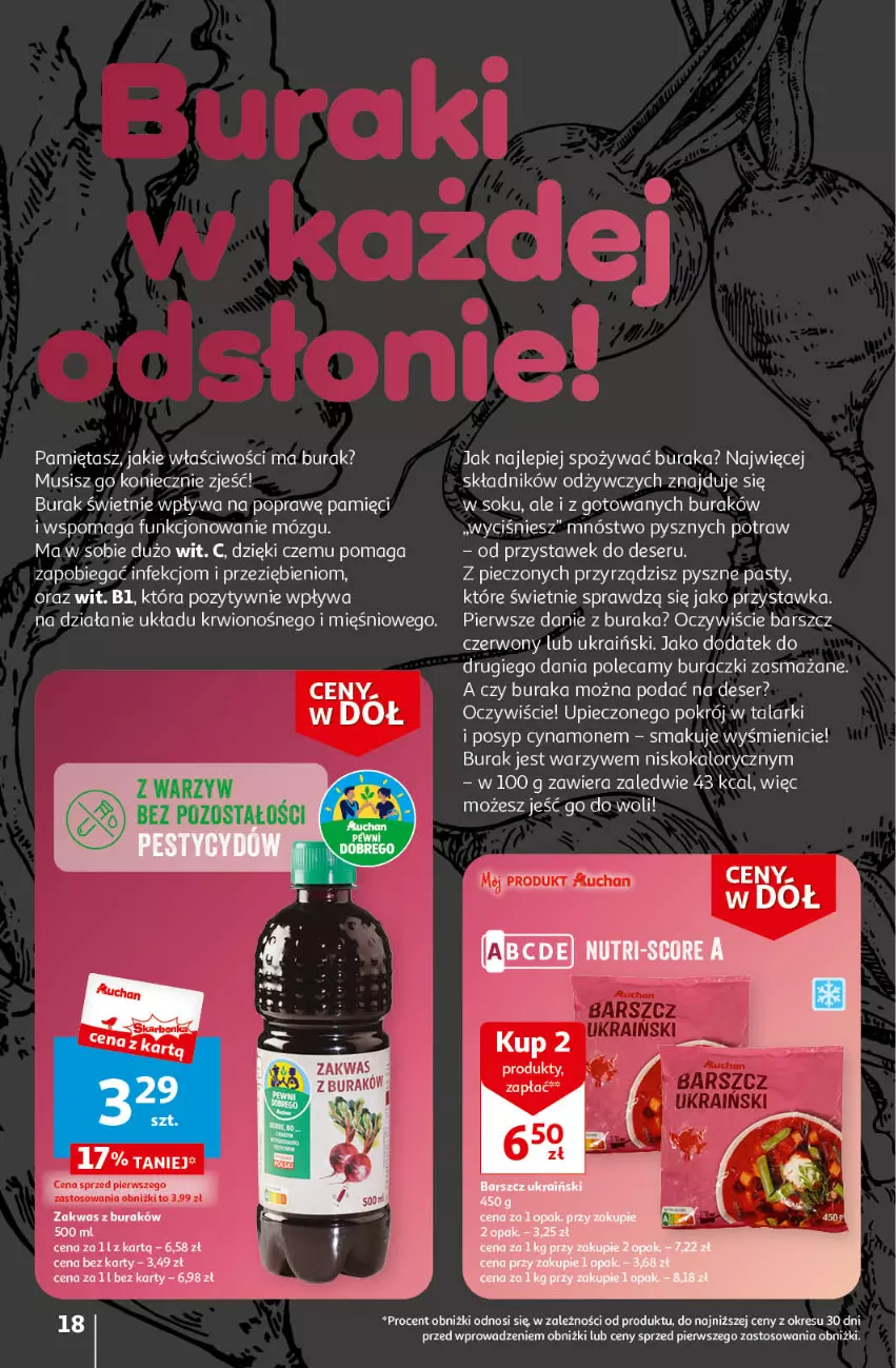 Gazetka promocyjna Auchan - Gazetka Ceny w dół Część 3 Hipermarket Auchan - ważna 18.01 do 24.01.2024 - strona 18 - produkty: Buraczki, Deser, Mięta, Mus, Piec, Ser, Sok