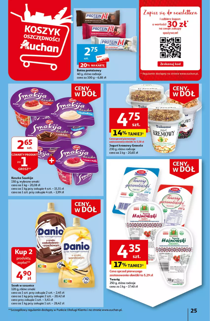 Gazetka promocyjna Auchan - Gazetka Ceny w dół Część 3 Hipermarket Auchan - ważna 18.01 do 24.01.2024 - strona 25 - produkty: Baton, Danio, Gra, Granola, Jogurt, Ser, Serek, Smakija, Tera, Twaróg