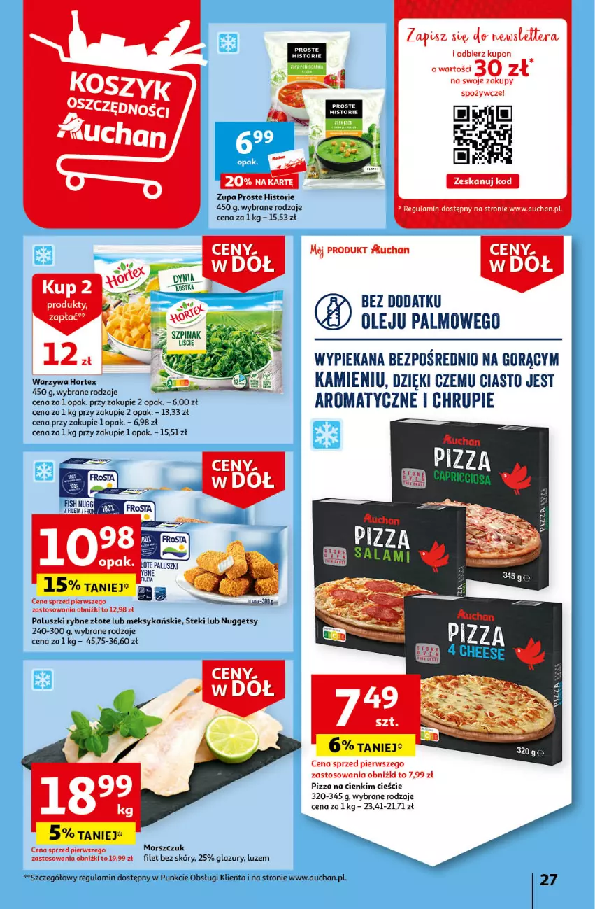 Gazetka promocyjna Auchan - Gazetka Ceny w dół Część 3 Hipermarket Auchan - ważna 18.01 do 24.01.2024 - strona 27 - produkty: Hortex, Lazur, Olej, Paluszki rybne, Pizza, Stek, Tera, Warzywa, Zupa