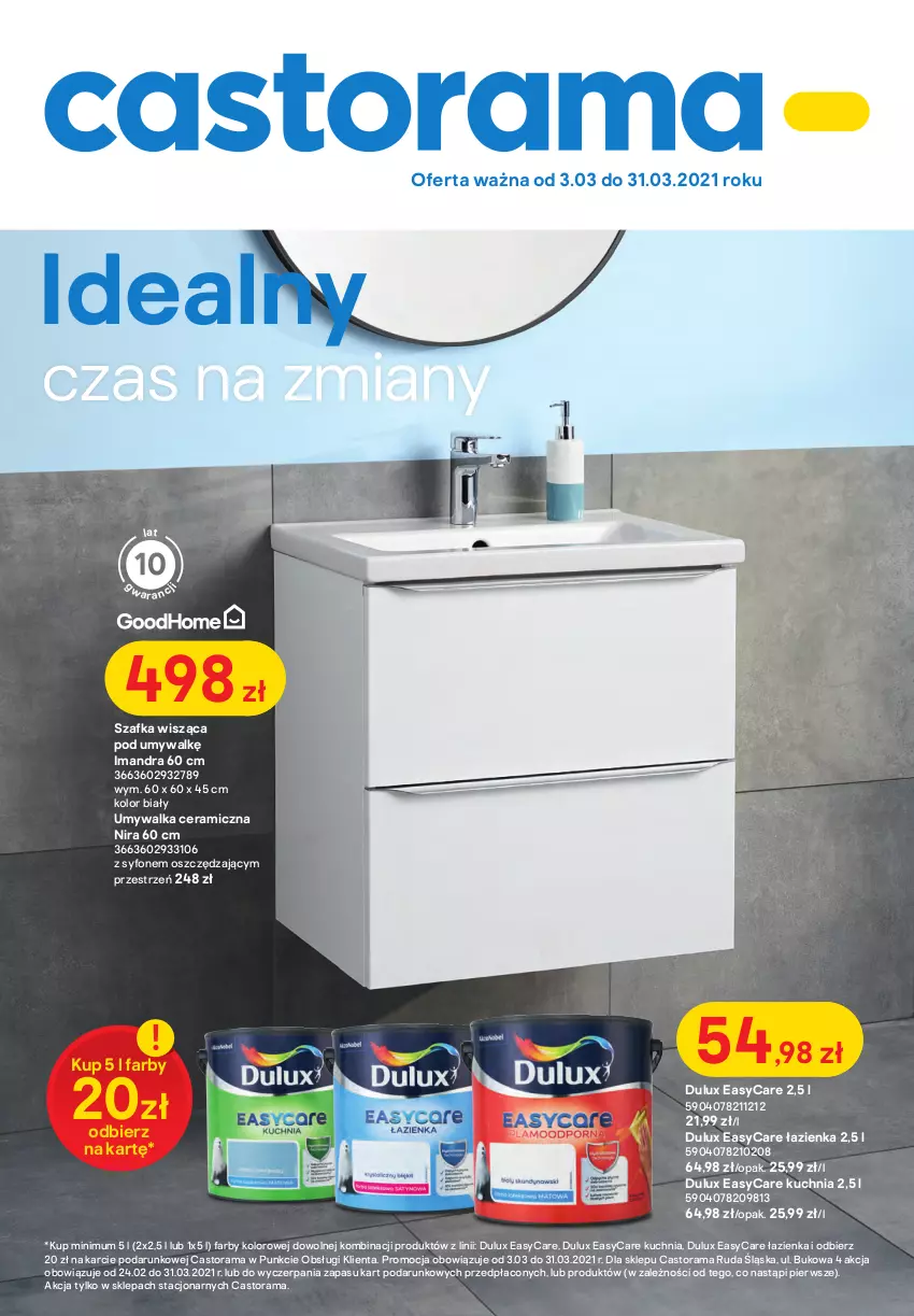 Gazetka promocyjna Castorama - Gazetka Castorama - ważna 03.03 do 31.03.2021 - strona 1 - produkty: Astor, Dulux, Fa, Kuchnia, Merci, O nas, Rama, Syfon, Szafka, Umywalka