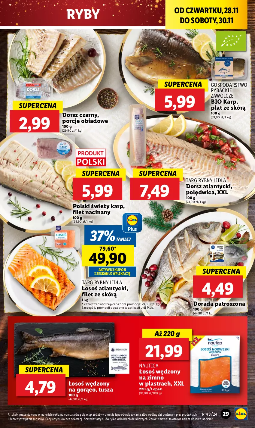 Gazetka promocyjna Lidl - GAZETKA - ważna 28.11 do 30.11.2024 - strona 29 - produkty: Dorsz, Karp, Polędwica, Por, Ryba, Tusz