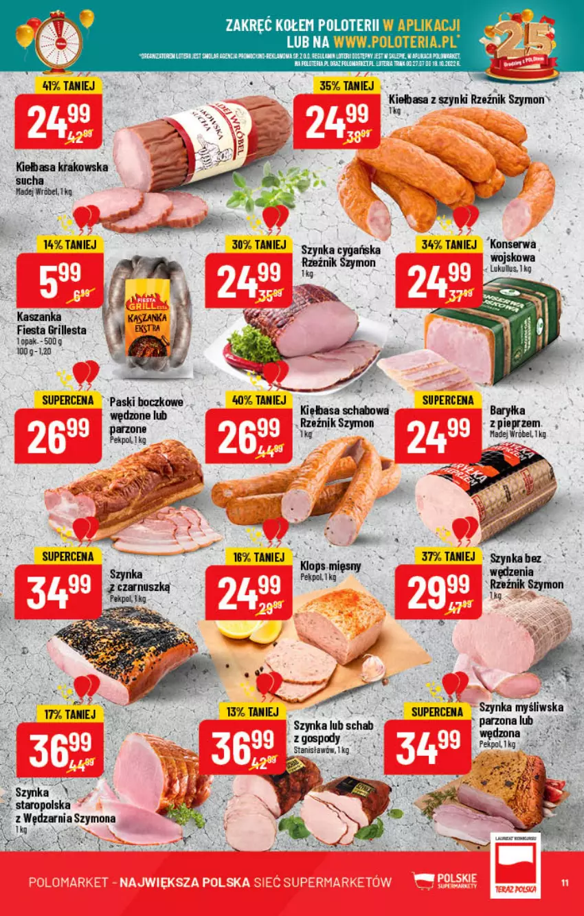 Gazetka promocyjna PoloMarket - Gazetka pomocyjna - ważna 28.09 do 04.10.2022 - strona 11 - produkty: Grill, Kasza, Kaszanka, Kiełbasa, Kiełbasa krakowska, Kiełbasa schabowa, Madej Wróbel, Pieprz, Ser, Szynka, Szynka cygańska, Tago