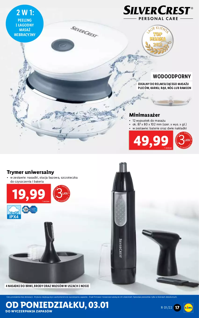 Gazetka promocyjna Lidl - GAZETKA - ważna 03.01 do 09.01.2022 - strona 17 - produkty: Bateria, Masażer, Peeling, Por, Stek, Szczoteczka