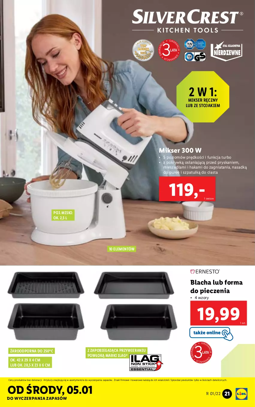 Gazetka promocyjna Lidl - GAZETKA - ważna 03.01 do 09.01.2022 - strona 21 - produkty: Forma do pieczenia, Mikser, Mikser ręczny, Piec, Por, Pur, Ser, Stojak