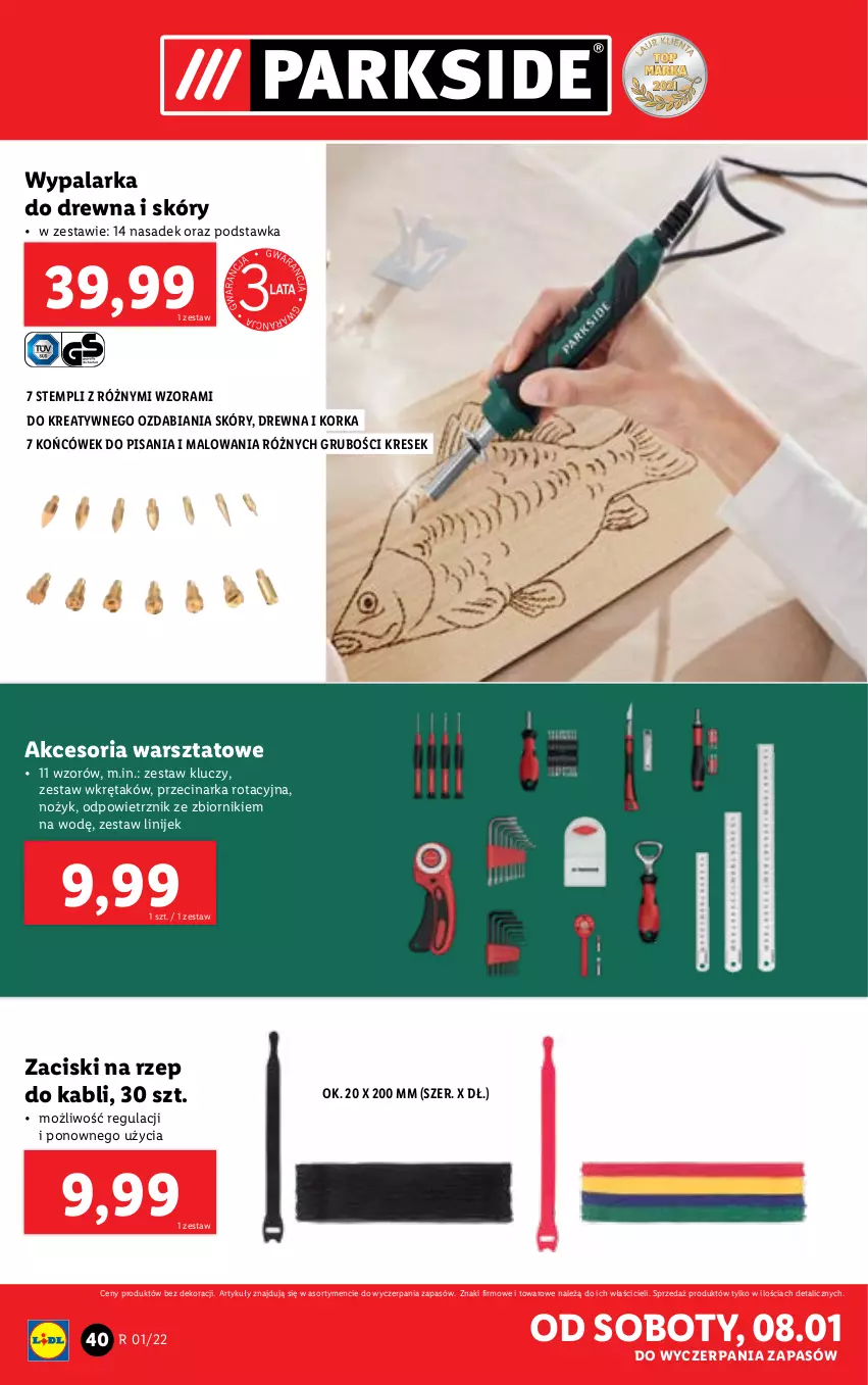 Gazetka promocyjna Lidl - GAZETKA - ważna 03.01 do 09.01.2022 - strona 40 - produkty: Noż, Orka, Przecinarka, Wkręt, Zestaw kluczy, Zestaw wkrętaków